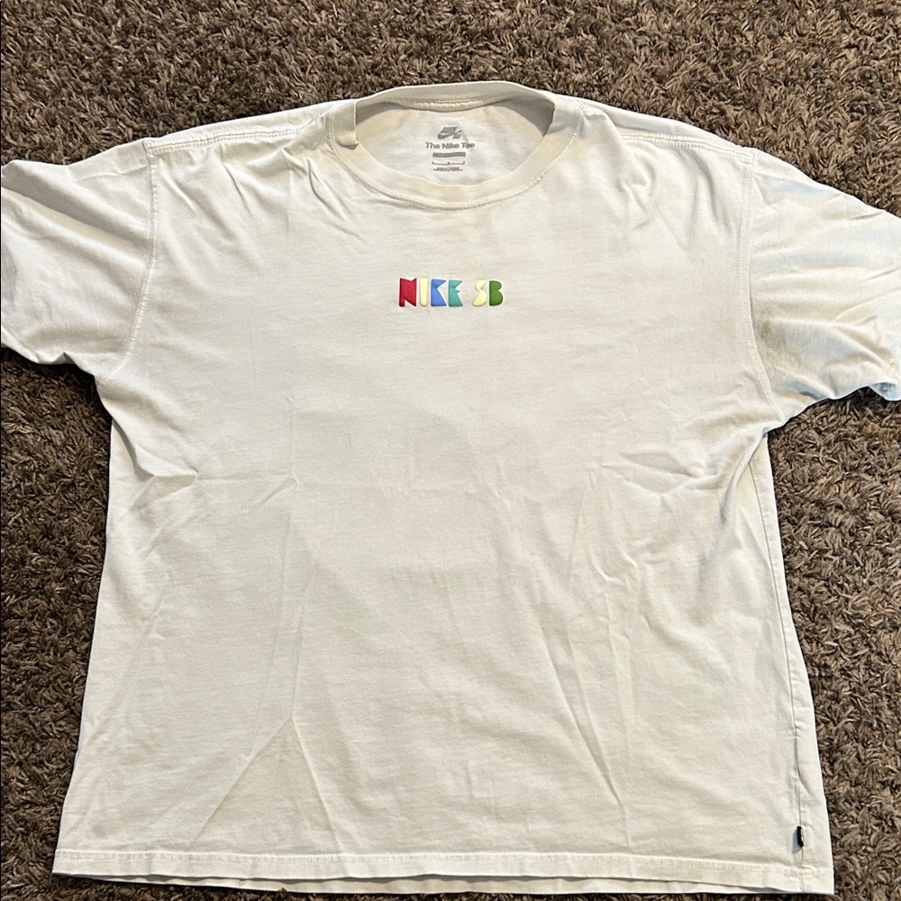 Nike White Tee with Colorful Logo